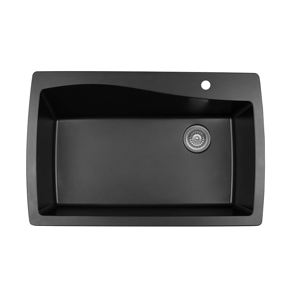 Black Karran Top Mount Extra Large Single Bowl - Quartz QT-722