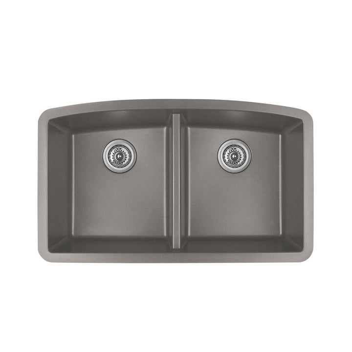 Concrete  Karran Undermount Double Equal Bowl - Quartz QU-710