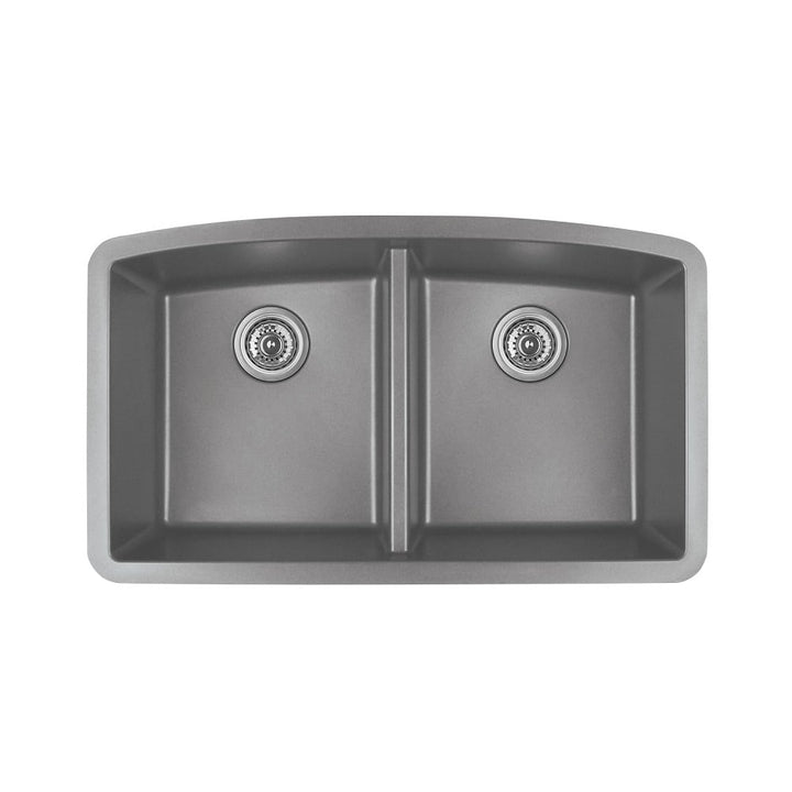 Grey Karran Undermount Double Equal Bowl - Quartz QU-710