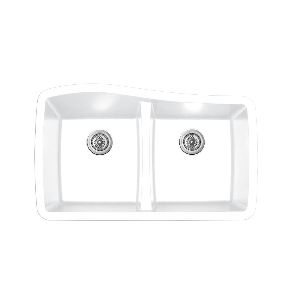 White Karran Undermount Double Equal Bowl - Quartz QU-720