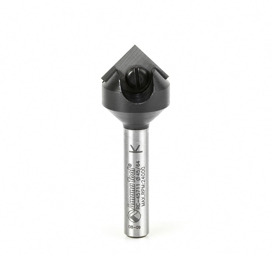 Amana Tool. In-Tech 'V' Groove Insert Router Bit | 45°x 11⁄16 Dia x 21⁄64 x 1⁄4" Shank | RC-45711 