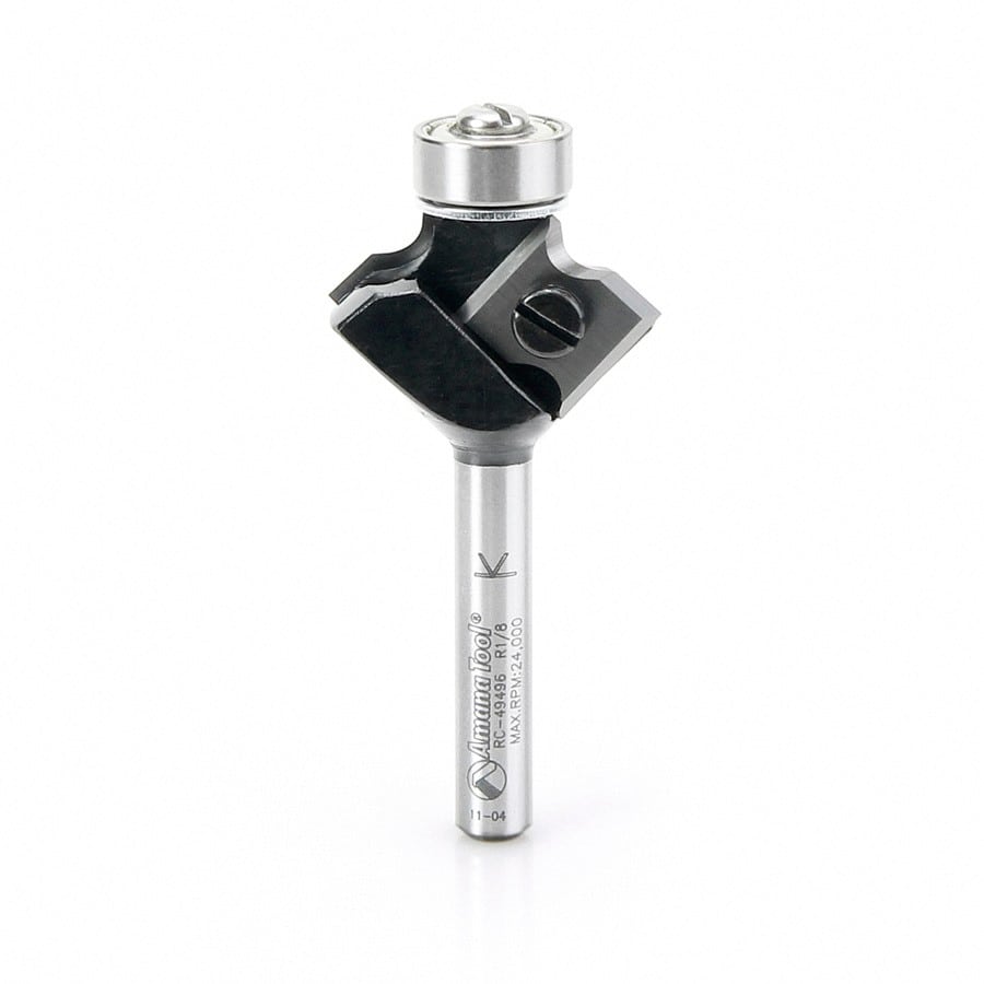 Amana Tool. Corner Rounding Router Bit | 1⁄8 Radius x 1 Dia x 3⁄8 x 1⁄4"Shank | RC-49496