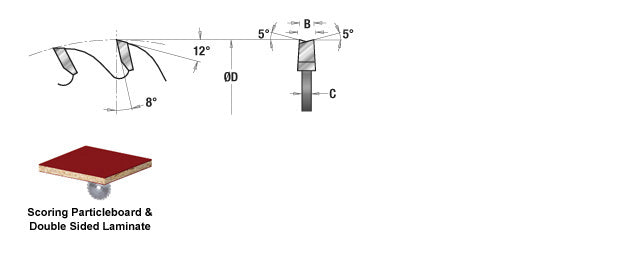 Amana Tool. Conical Type Scoring Sets - 120mm Dia x 24T ATB - 8° - 20mm Bore | SS120T20 