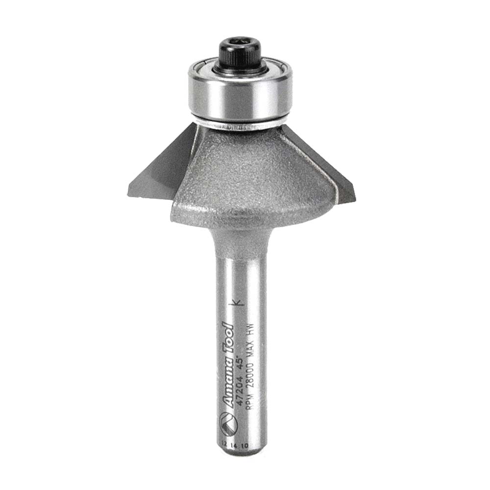 Bevel Trim Router Bit | 45°x 1 3⁄32 Dia x 1⁄4 x 1⁄4