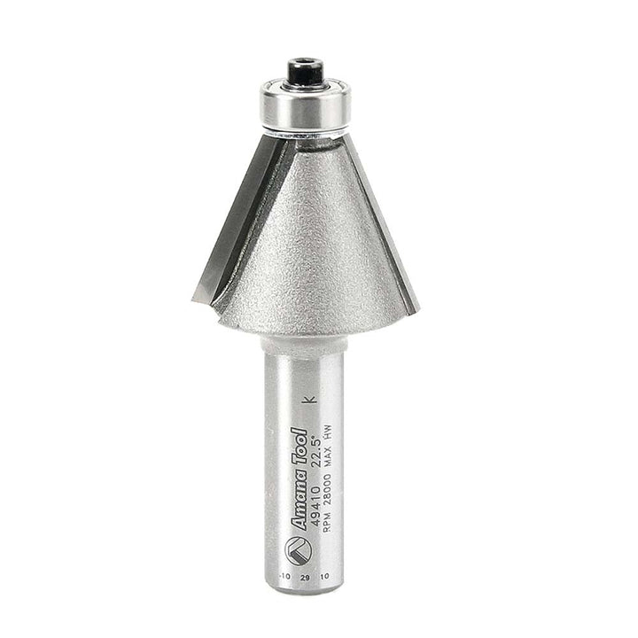 Amana Tool. Chamfer Router Bit | 22.5 Degree x 1 1⁄4 Dia x 15⁄16 x 1⁄2"Shank | 49410 