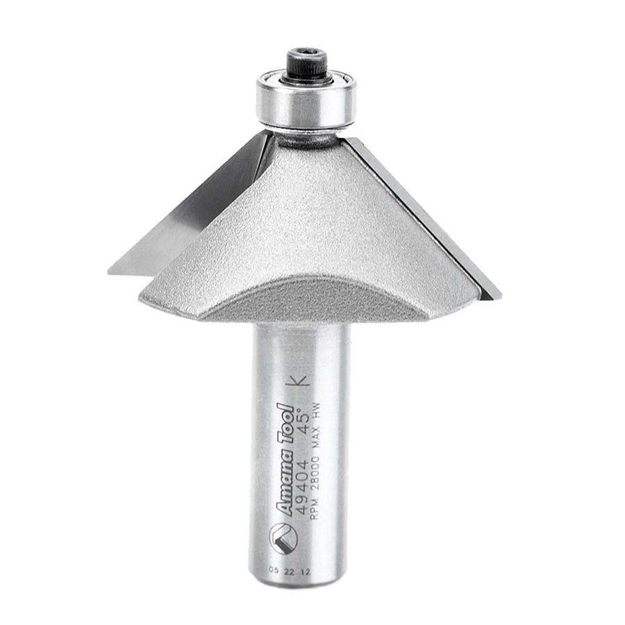 Amana Tool. Chamfer Router Bit | 45 Degree x 1 31⁄32 Dia x 3⁄4 x 1⁄2"Shank | 49404 