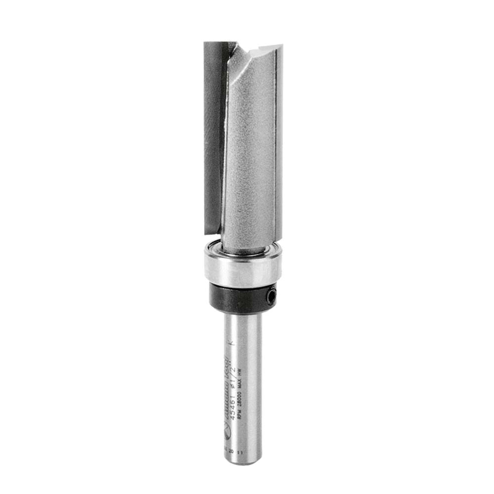 Amana Tool. Flush Trim Plunge Router Bit | 1⁄2 Dia x 1 1⁄4 x 1⁄4" Shank with Upper BB | 45461 