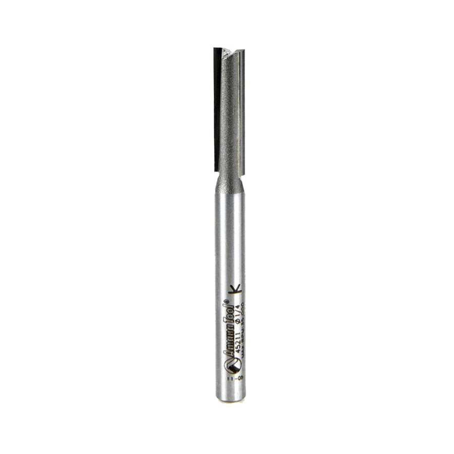 Amana Tool. Straight Plunge Router Bit | 2 Flute | 1⁄4 Dia x 1" x 1⁄4 Shank | 45211 