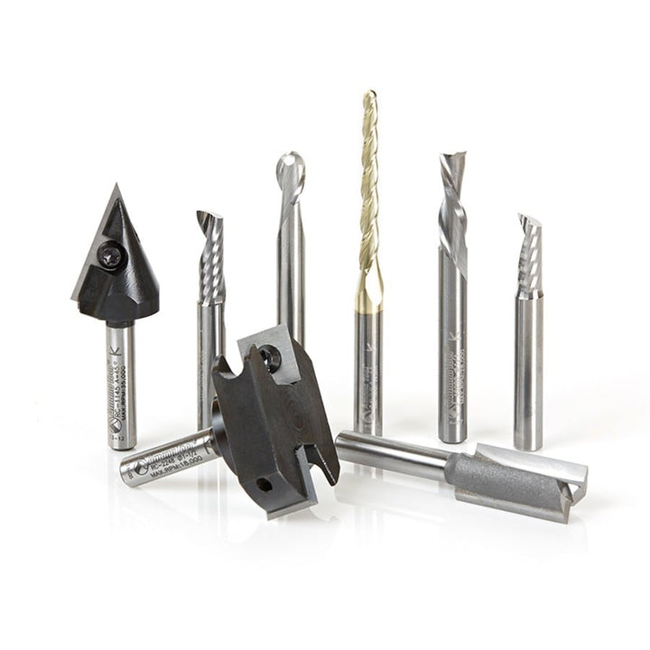 Amana Tool. Signmaking Starter #II CNC Router Bit Collection | 8 Piece | 1⁄4" Shank | AMS-131 