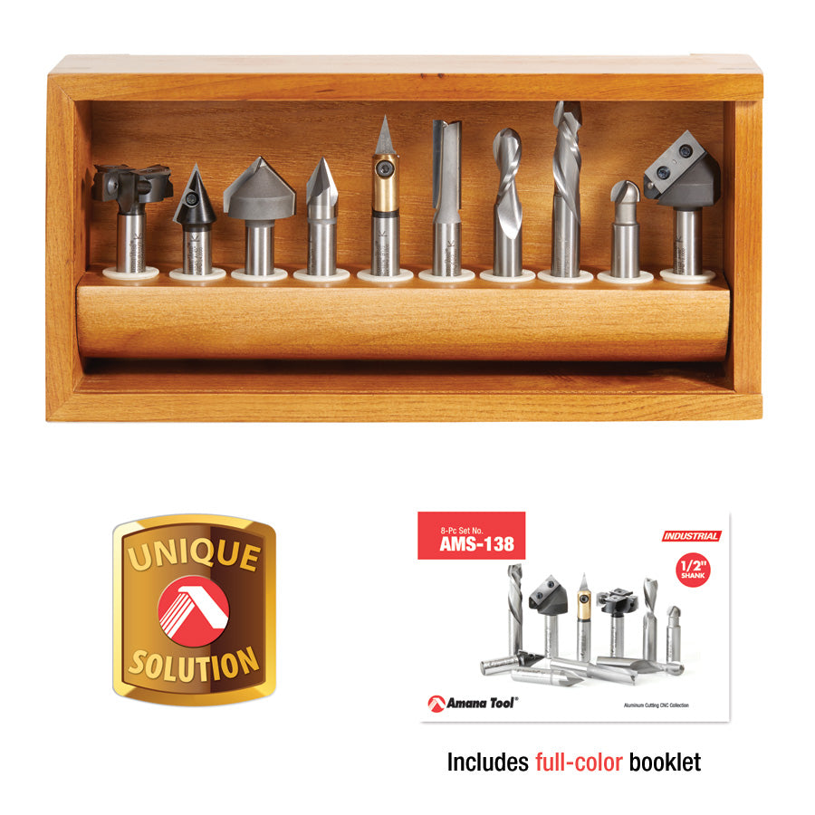 Amana Tool. 3D Signmaking CNC Router Bit Collection | 10 Piece | 1⁄2 Shank | AMS-138 