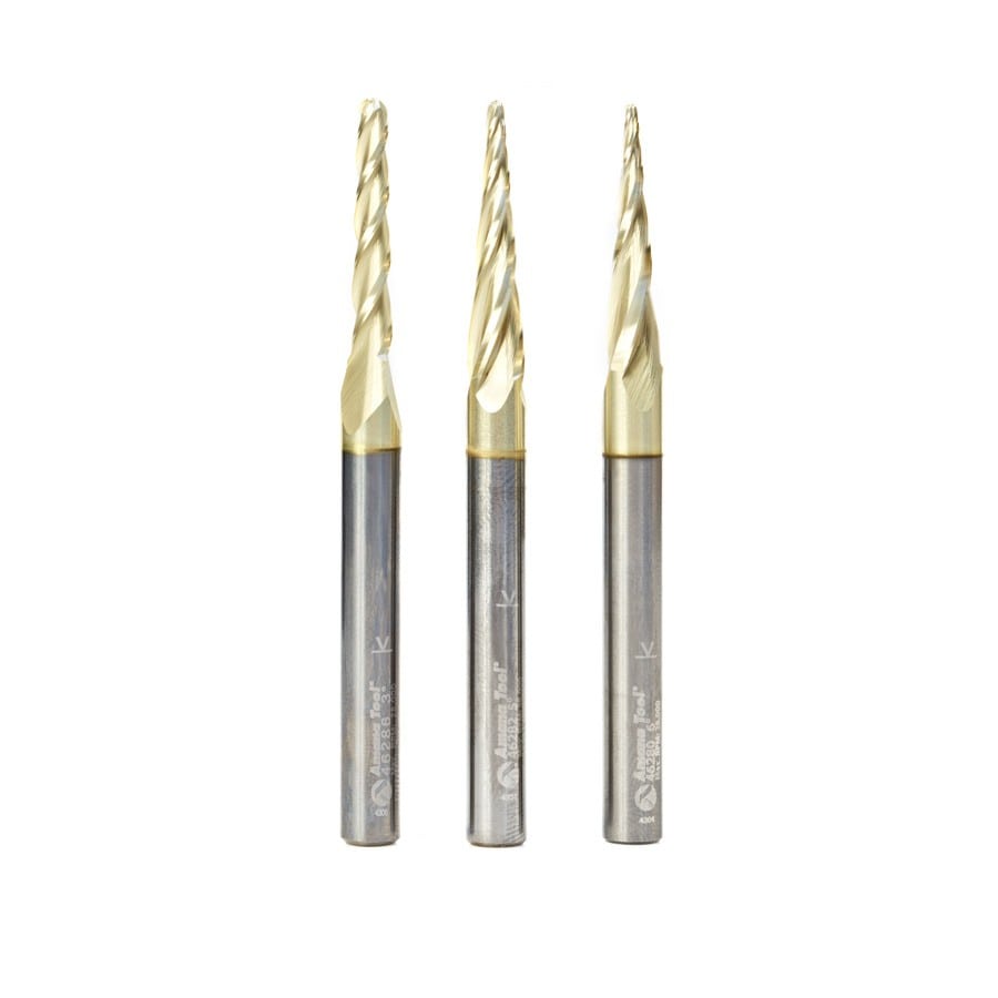 Amana Tool. Carving Ball Nose CNC Router Bit Collection | 3 Piece | Set 1⁄4" Shank, 1⁄32, 1⁄16 & 1⁄8 Dia | AMS-144 