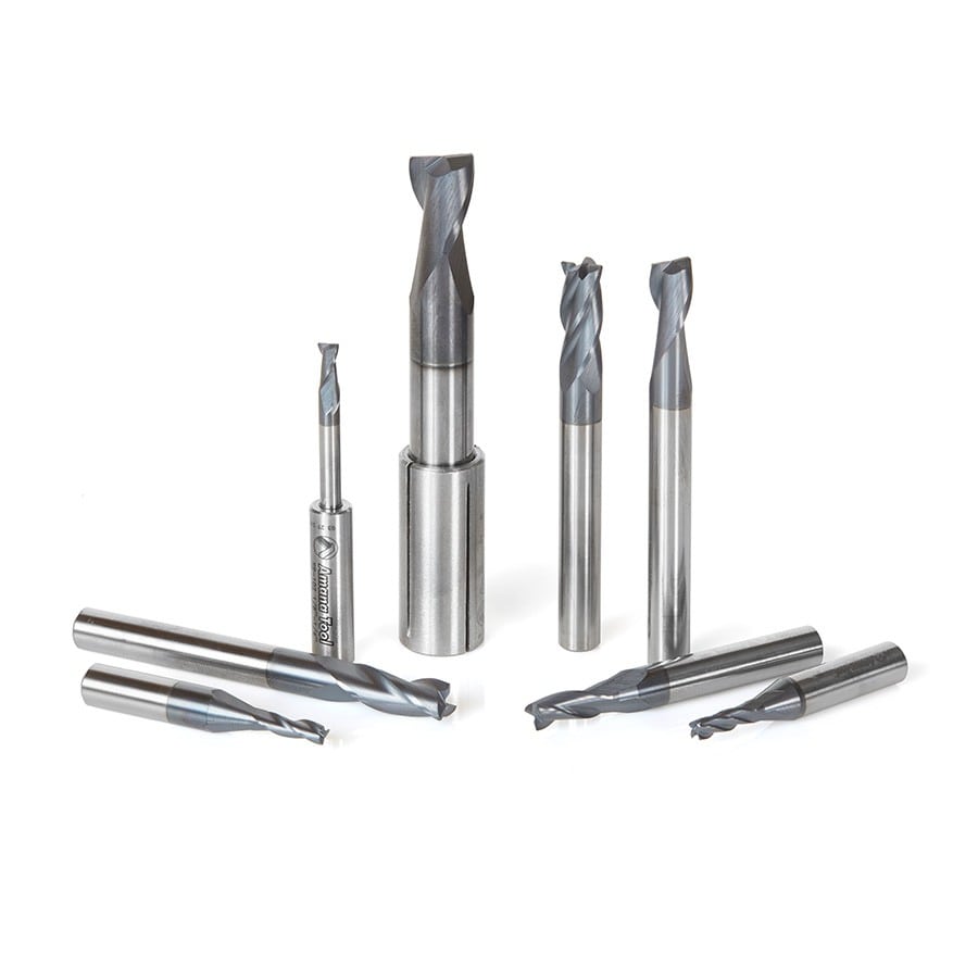 Amana Tool.Spiral End Mill CNC Router Bit Collection | 8 Piece | 1⁄8, 1⁄4 & 3⁄8" Shank | AMS-152