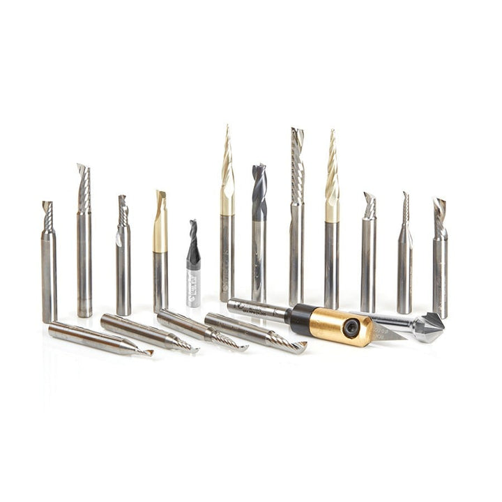 Amana. 18 Piece Aluminum Cutting CNC Router Bit Collection | AMS-162