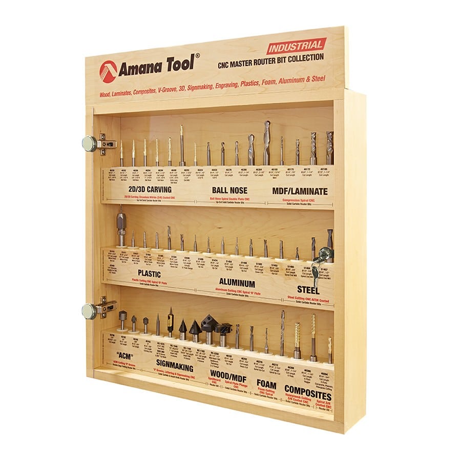 Amana Tool. Master CNC Router Bit Collection | 58 Piece | 1⁄8, 1⁄4, 3⁄8, 1⁄2" Shank | AMS-CNC-58 