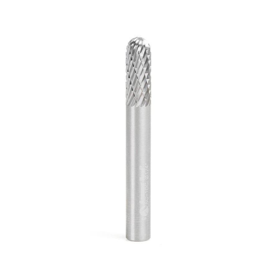 Amana Tool. SC Burrs Radius Cylinder Double Cut Burr Bit | 1⁄4 Dia x 5⁄8 x 1⁄4 Shank | BURS-120 