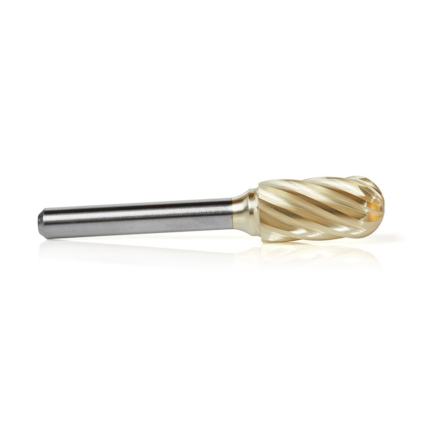 Amana Tool. SC Burrs Radius Cylinder Non-Ferrous Burr Bit | 1⁄2 Dia x 1 x 1⁄4 Shank | BURS-124NF 