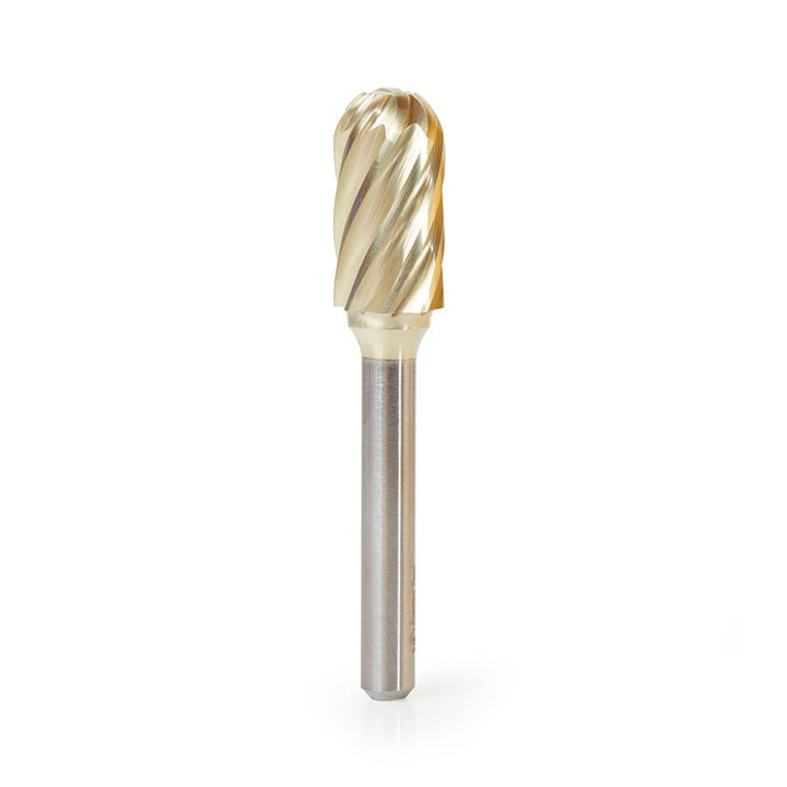 Amana Tool. SC Burrs Radius Cylinder Non-Ferrous Burr Bit | 1⁄2 Dia x 1 x 1⁄4 Shank | BURS-124NF 