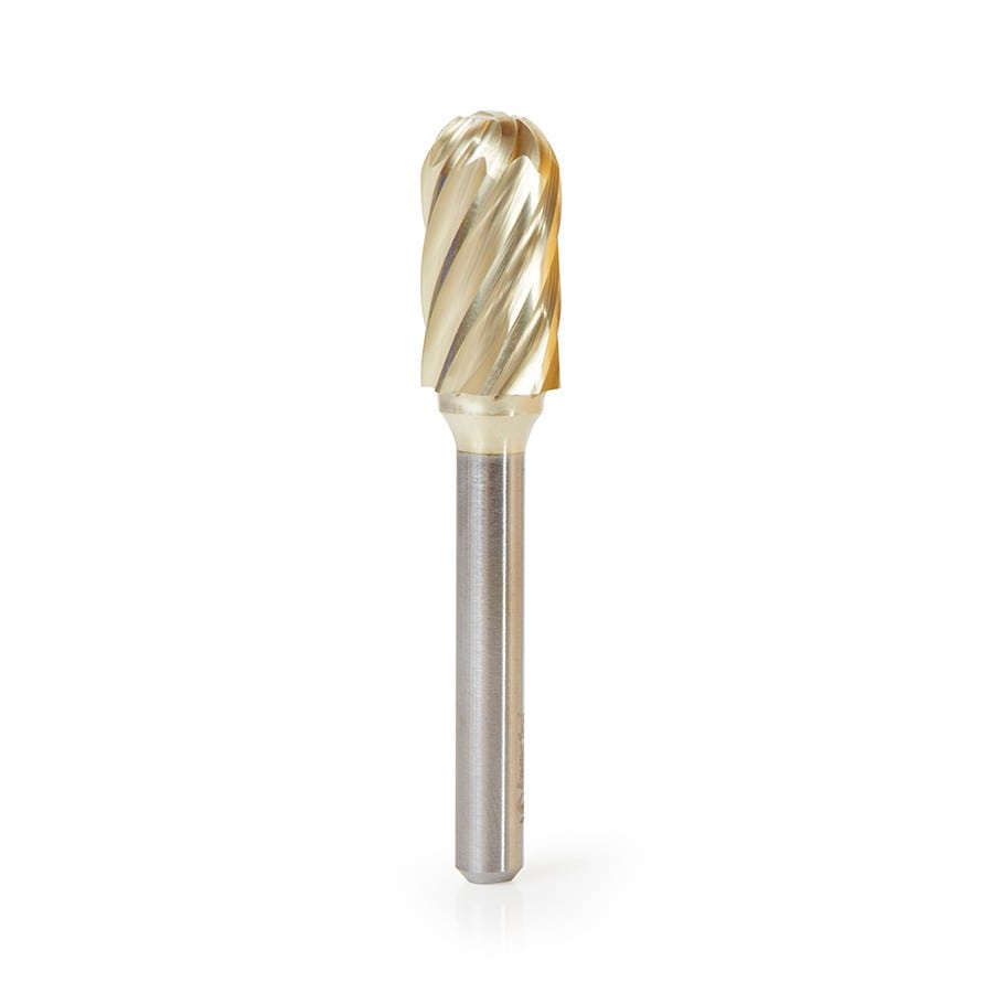 Amana Tool. SC Burrs Radius Cylinder Non-Ferrous Burr Bit | 1⁄2 Dia x 1 x 1⁄4 Shank | BURS-124NF 