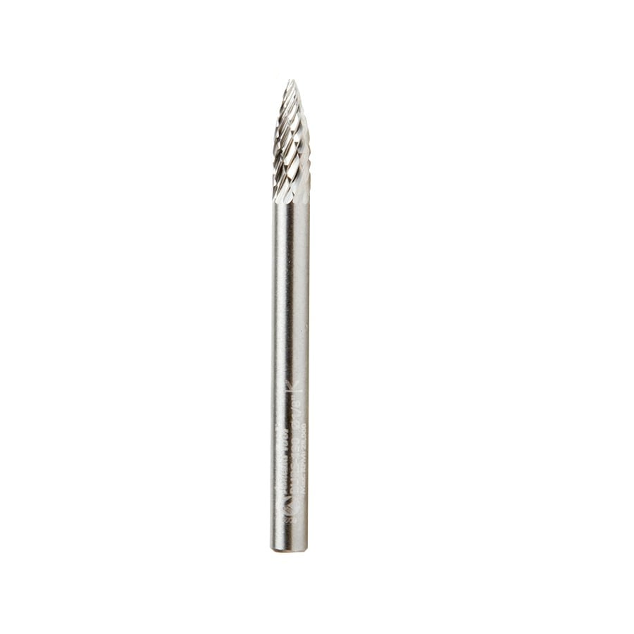 Amana Tool. SG Burrs Pointed Tree Double Cut Burr Bit | 1⁄8 Dia x 3⁄8 x 1⁄8 Shank | BURS-190 