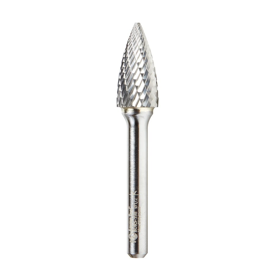 Amana Tool. SG Burrs Pointed Tree Double Cut Burr Bit | 1⁄2 Dia x 1 x 1⁄4 Shank | BURS-198 