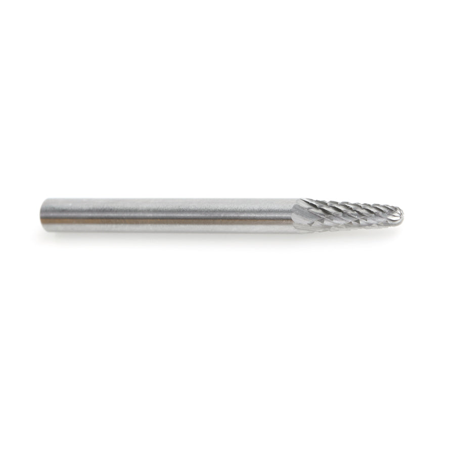 Amana Tool. SL Burrs Radius Cone Double Cut Burr Bit | 1⁄8 Dia x 3⁄8 x 1⁄8 Shank | BURS-210