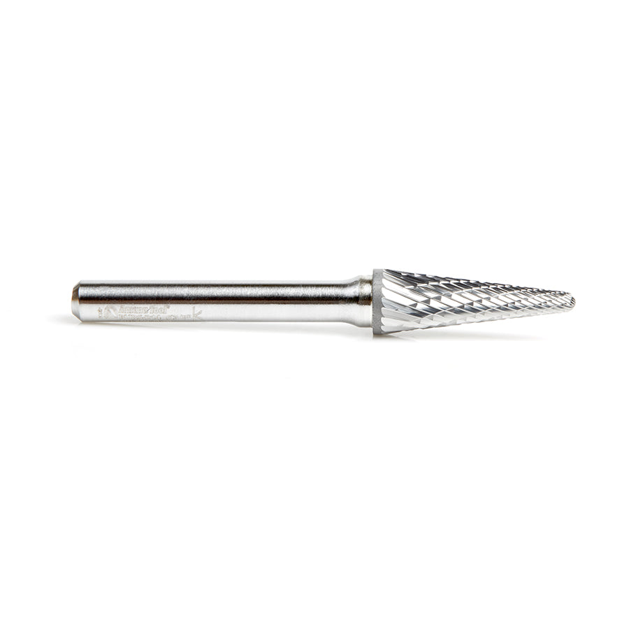 Amana Tool. SL Burrs Radius Cone Double Cut Burr Bit | 3⁄8 Dia x 1 1⁄16 x 1⁄4 Shank | BURS-214 