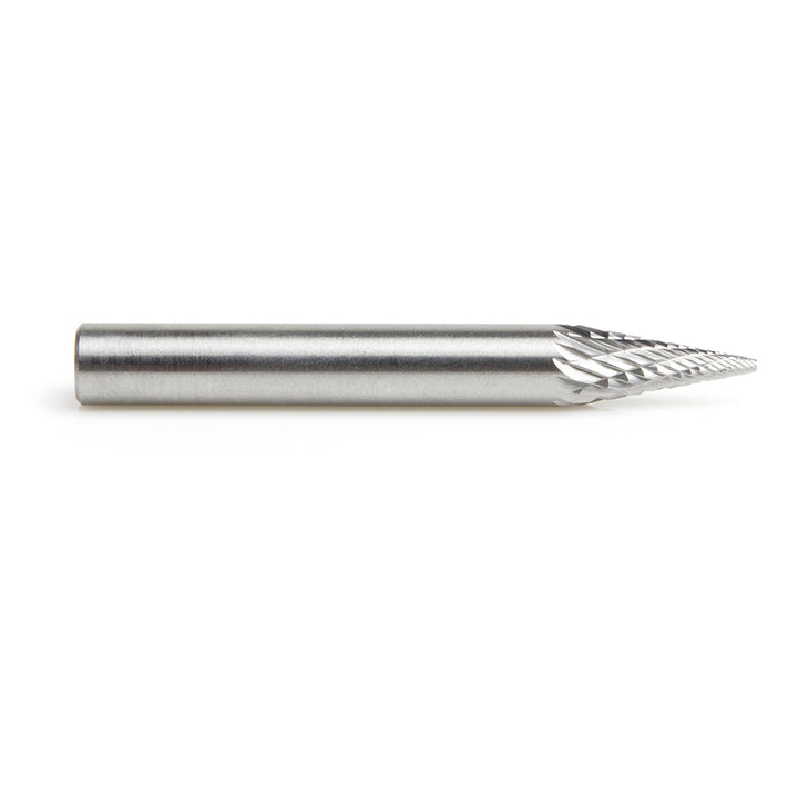 Amana Tool. SM Burrs Pointed Cone Double Cut Burr Bit | 1⁄4 Dia x 1⁄2 x 1⁄4 Shank | BURS-222 