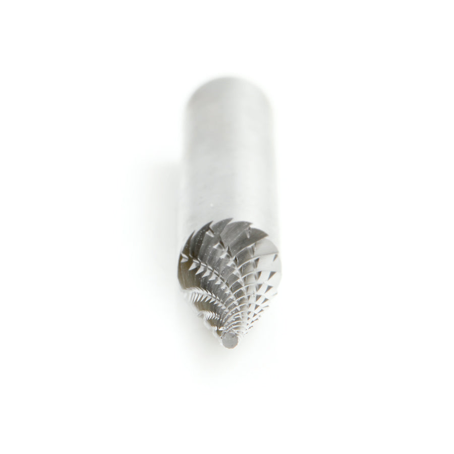 Amana Tool. SM Burrs Pointed Cone Double Cut Burr Bit | 1⁄4 Dia x 1⁄2 x 1⁄4 Shank | BURS-222 