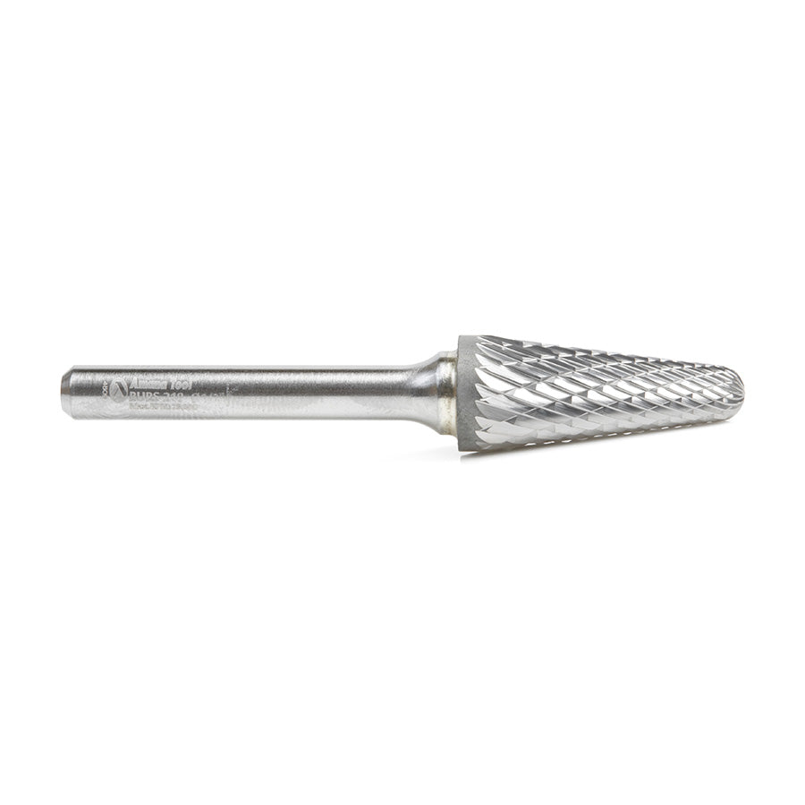 Amana Tool. SL Burrs Radius Cone Double Cut Burr Bit | 1⁄2 Dia x 1 1⁄8 x 1⁄4 Shank | BURS-218 