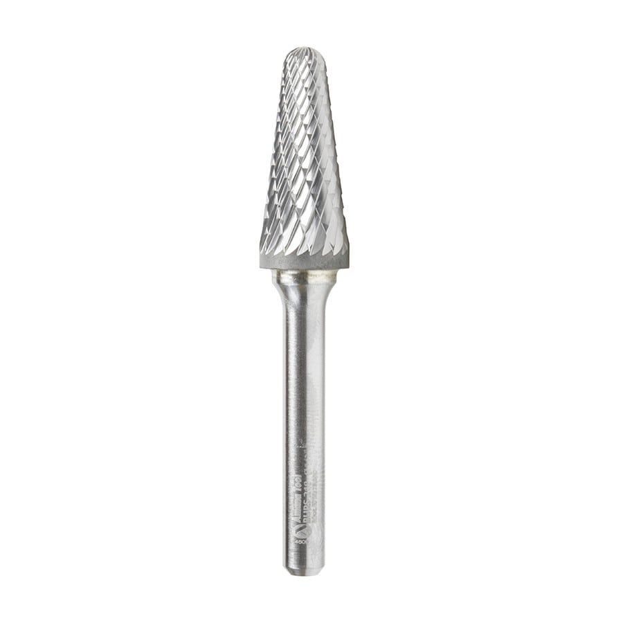 Amana Tool. SL Burrs Radius Cone Double Cut Burr Bit | 1⁄2 Dia x 1 1⁄8 x 1⁄4 Shank | BURS-218 