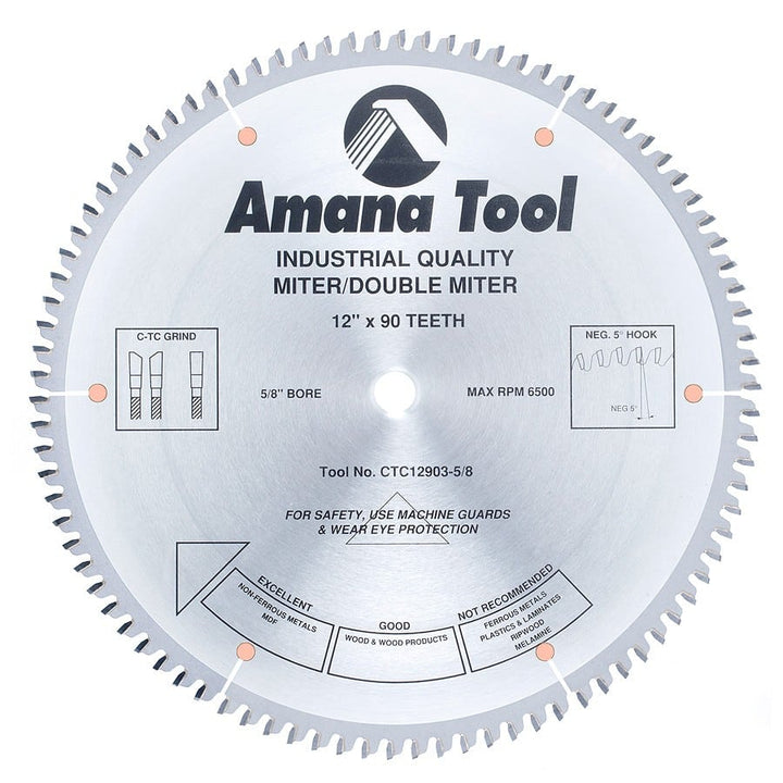 Amana Tool. Miter / Double Miter Blade - 12" Dia x 90T C-TCG - 5° - 5⁄8 Bore | CTC12903-5/8 