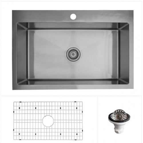 Karran Top Mount Stainless Steel Single Bowl Sink Kit - Elite EL-33