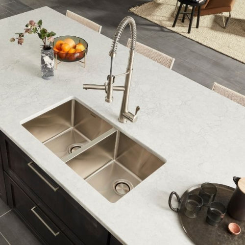 Kitchen Karran Undermount Stainless Steel Double Equal Bowl Sink Kit - Elite EL-76