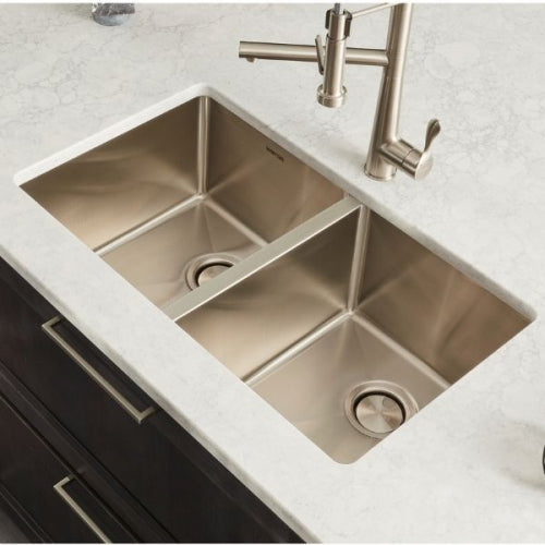 Kitchen Karran Undermount Stainless Steel Double Equal Bowl Sink Kit - Elite EL-76