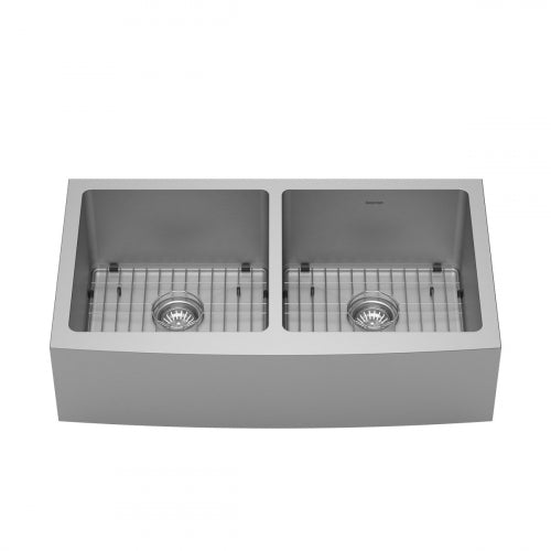  Karran Farmhouse Apron Front Stainless Steel Double Bowl Sink Kit - Elite EL-88