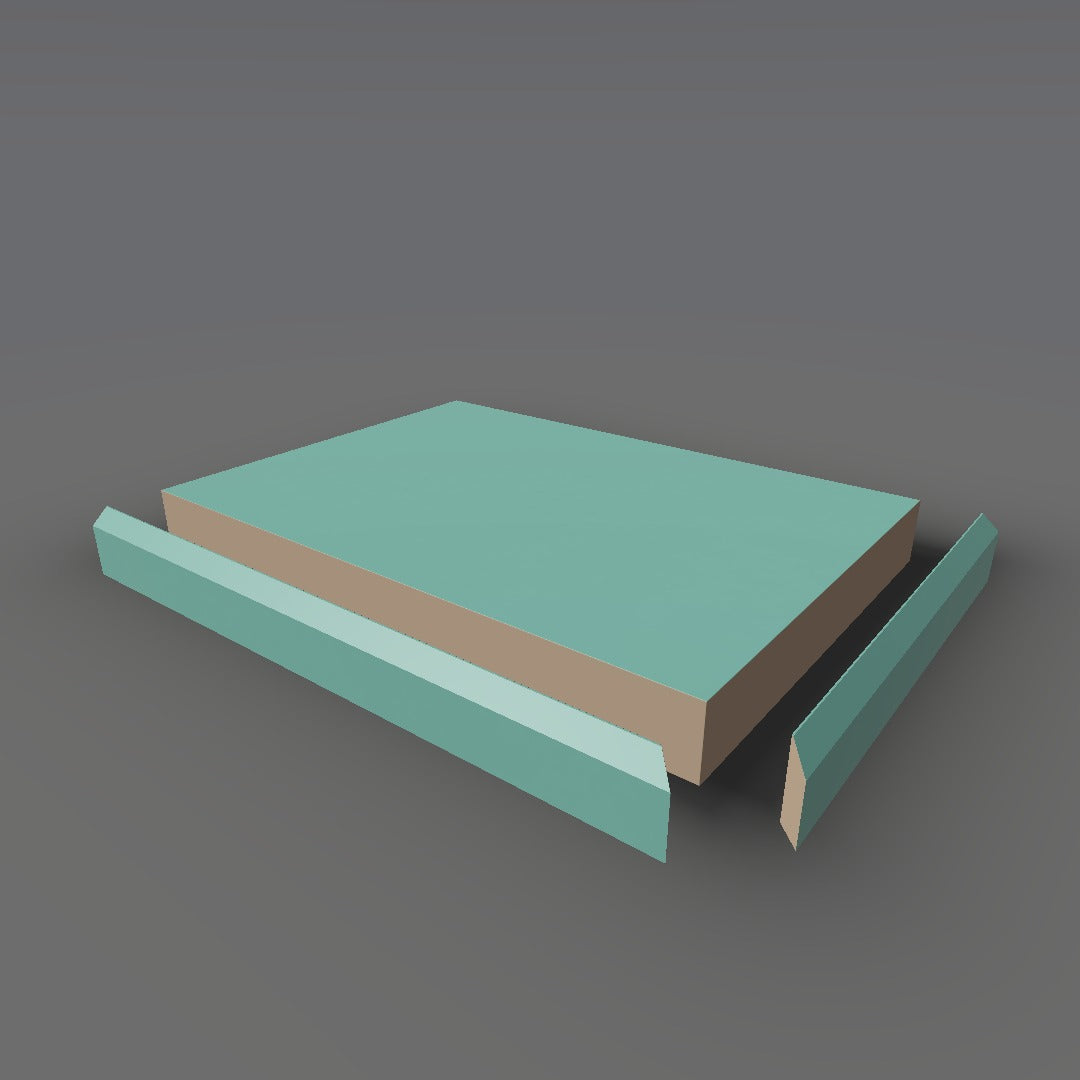 Formica 1198 exploded view - deck, bevel trim and MDF core