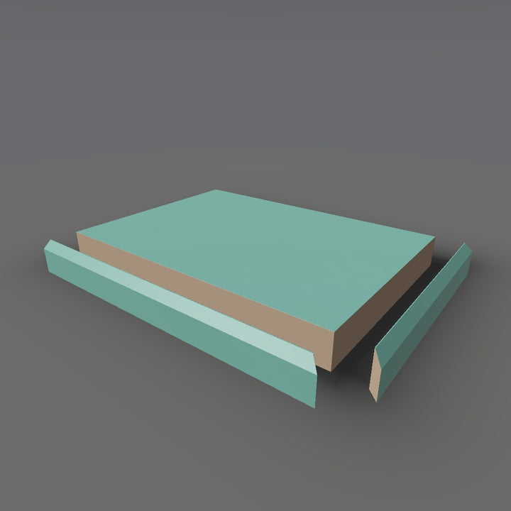 Formica 1198 exploded view - deck, bevel trim and MDF core