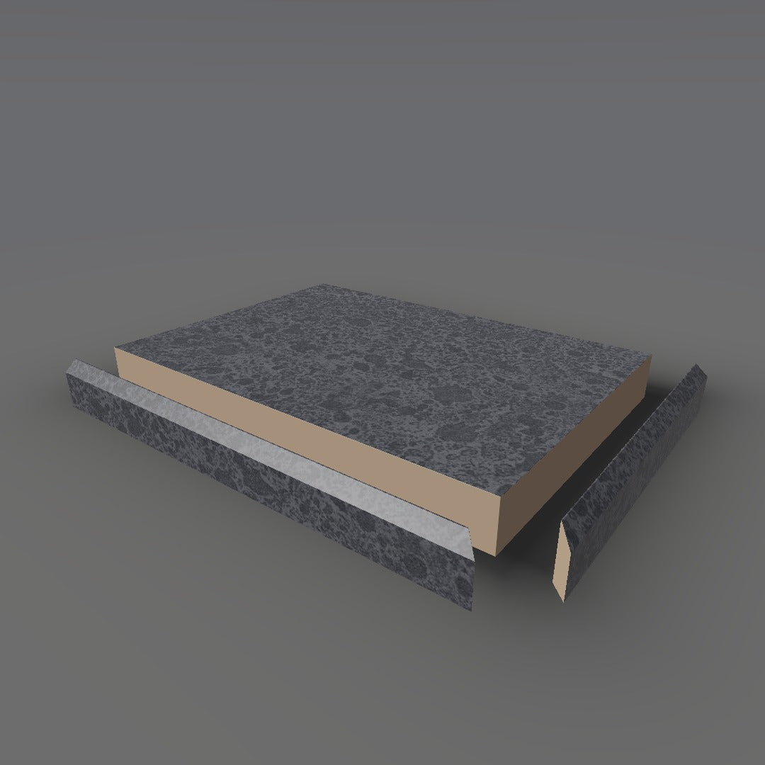 Formica 299 exploded view - deck, bevel trim and MDF core