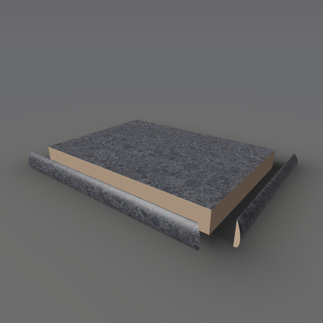 Formica 299 exploded view - deck, bullnose trim and MDF core