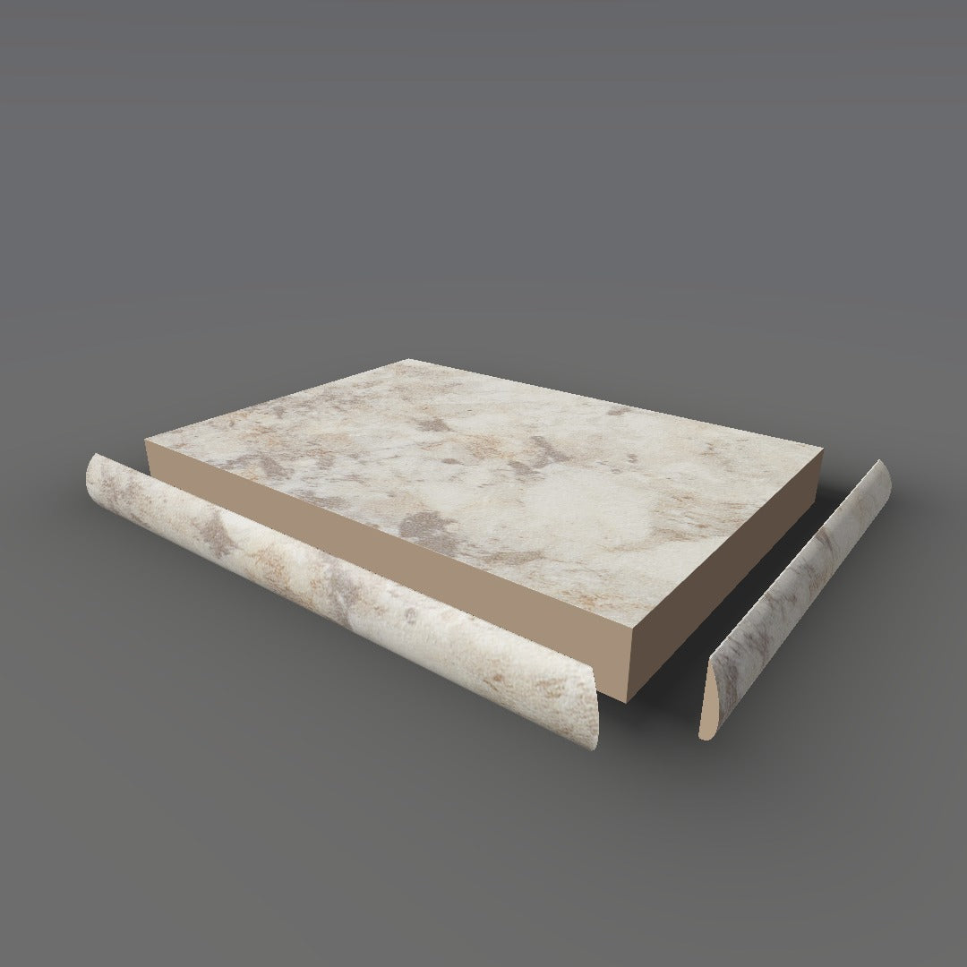 Formica 3422 exploded view - deck, bullnose trim and MDF core