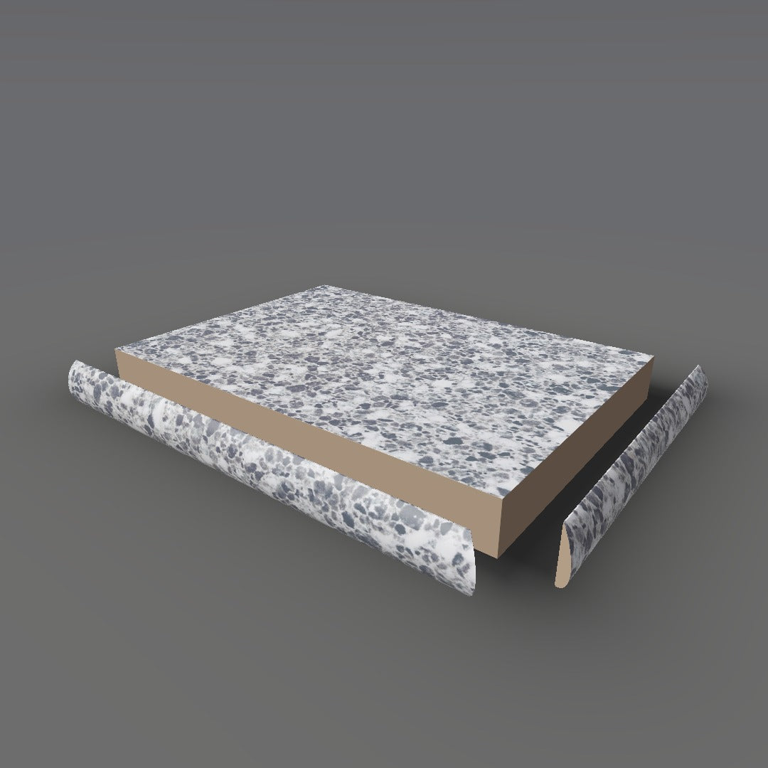 Formica 3518 exploded view - deck, bullnose trim and MDF core
