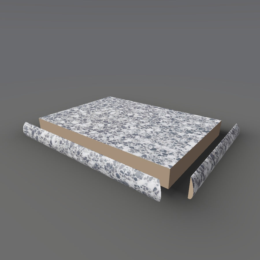 Formica 3518 exploded view - deck, bullnose trim and MDF core