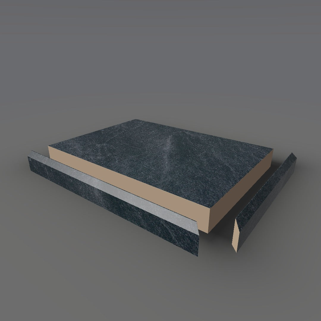 Formica 3690 exploded view - deck, bevel trim and MDF core