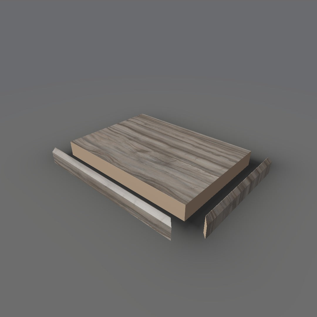 Formica 3703 exploded view - deck, bevel trim and MDF core