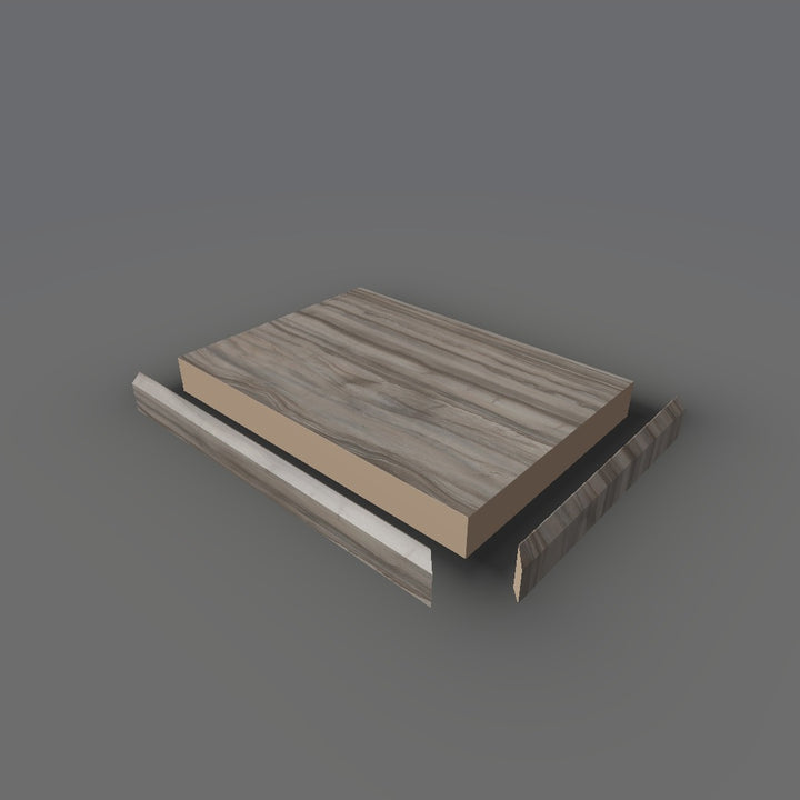 Formica 3703 exploded view - deck, bevel trim and MDF core