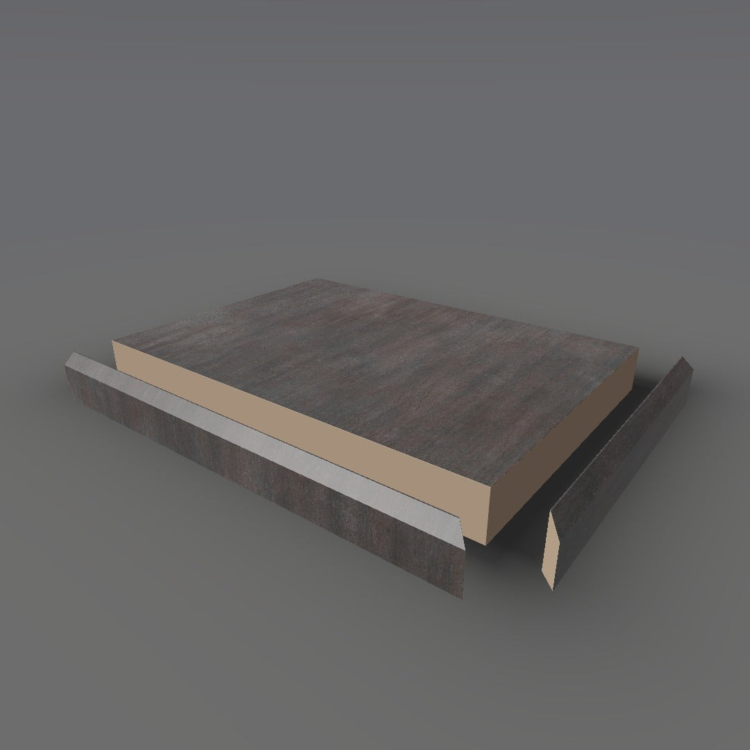 Formica 3709 exploded view - deck, bevel trim and MDF core