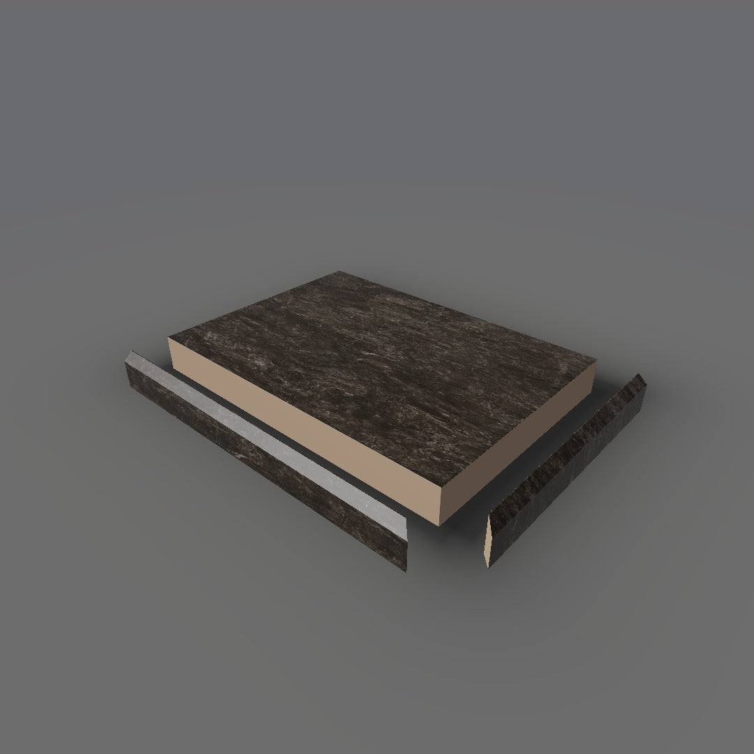 Formica 5019 exploded view - deck, bevel trim and MDF core