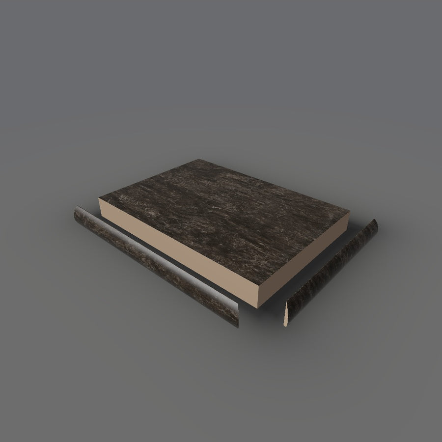 Formica 5019 exploded view - deck, bullnose trim and MDF core
