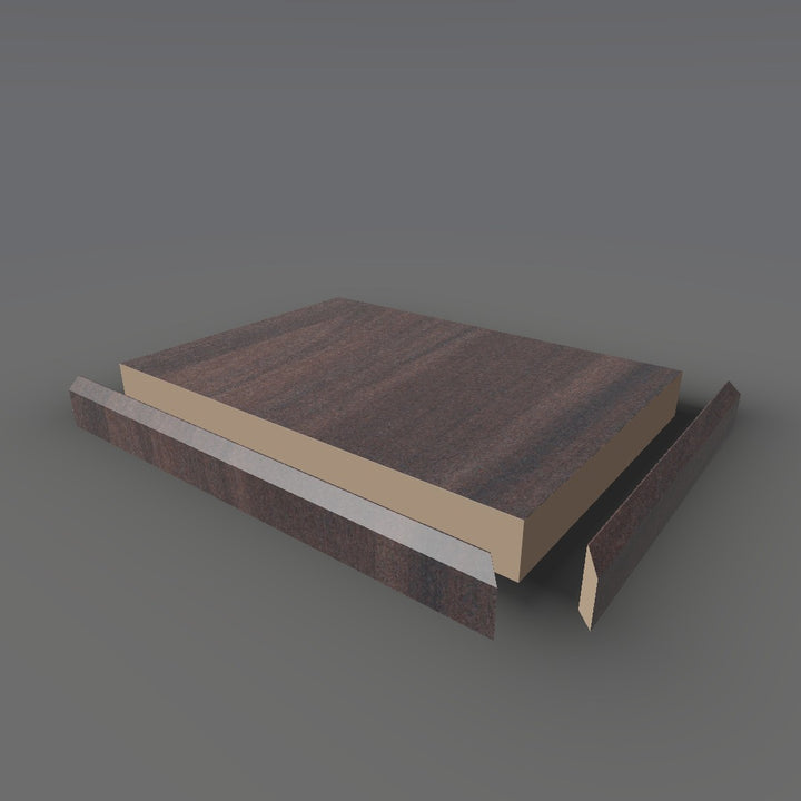 Formica 5489 exploded view - deck, bevel trim and MDF core