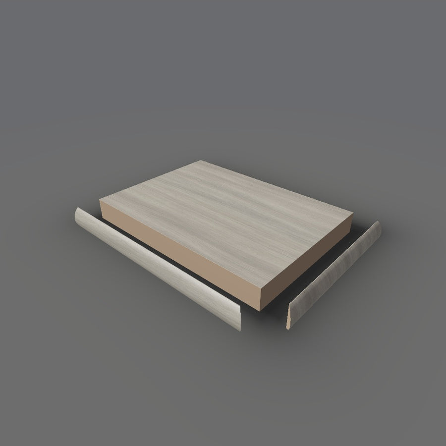 Formica 5791 exploded view - deck, bullnose trim and MDF core